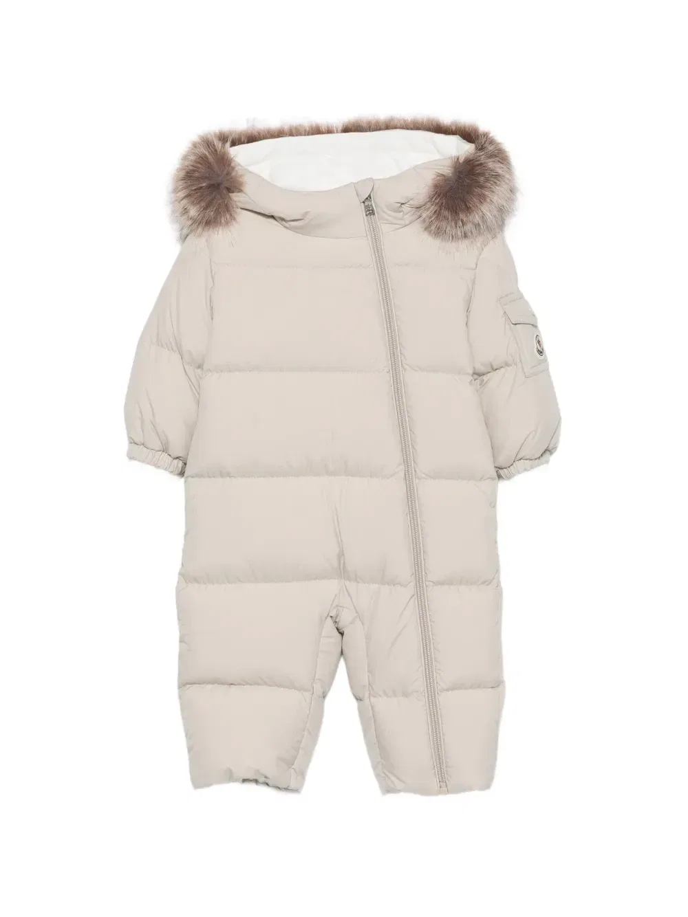 Утепленный комбинезон Yorick стеганый Moncler Enfant, бежевый