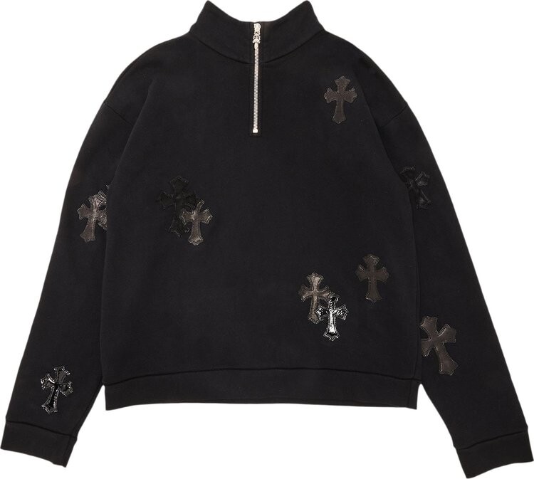 

Толстовка Chrome Hearts Ponyhair Cross Quarter Zip 'Black', черный