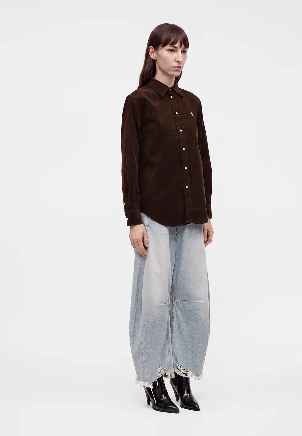 Спортивная рубашка - блузка на пуговицах Polo Ralph Lauren, Dark Brown — фото 4