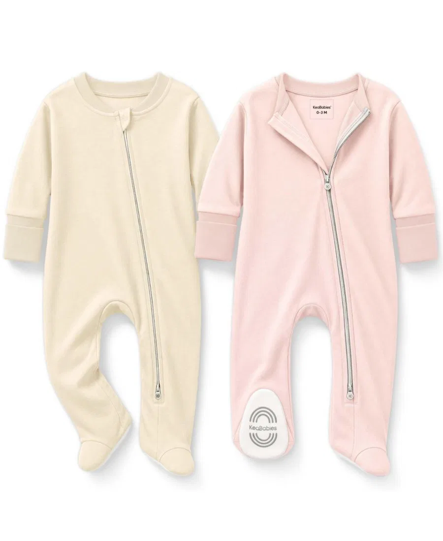Комплект детских пижам-слипов из хлопка Soothe Sleep N' Play Footed Pajama, 2 шт. KeaBabies, Cameo