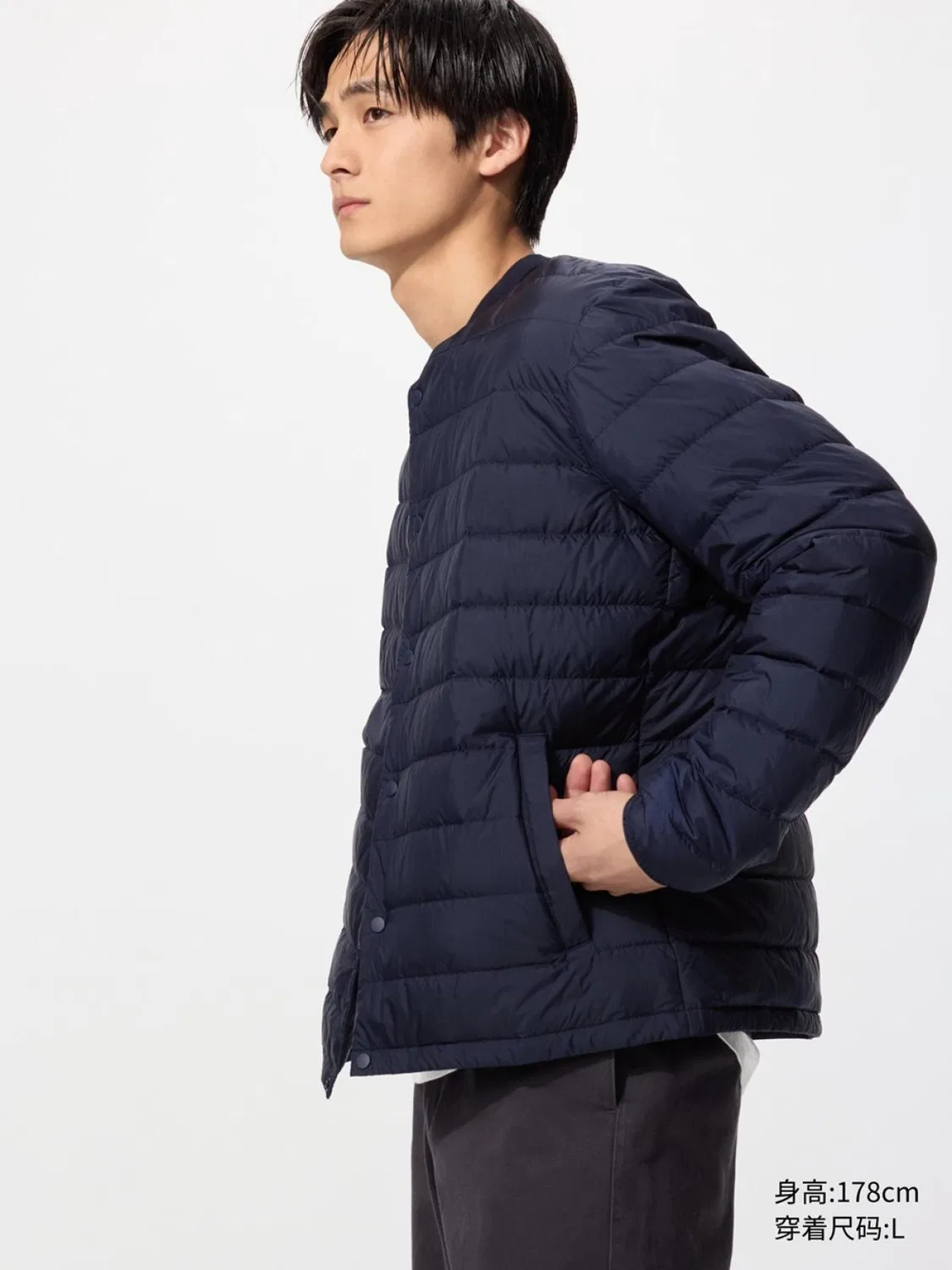 Куртка легкая утепленная пуховая с защитой от статики и воды Uniqlo, темно-синий