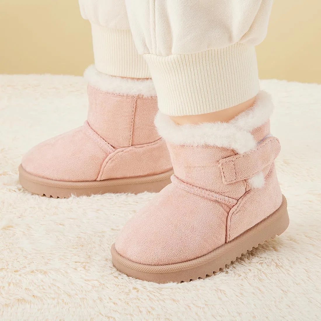 Детские зимние ботинки с мехом для девочек и мальчиков BMCiTYBM, Light Pink — фото 2