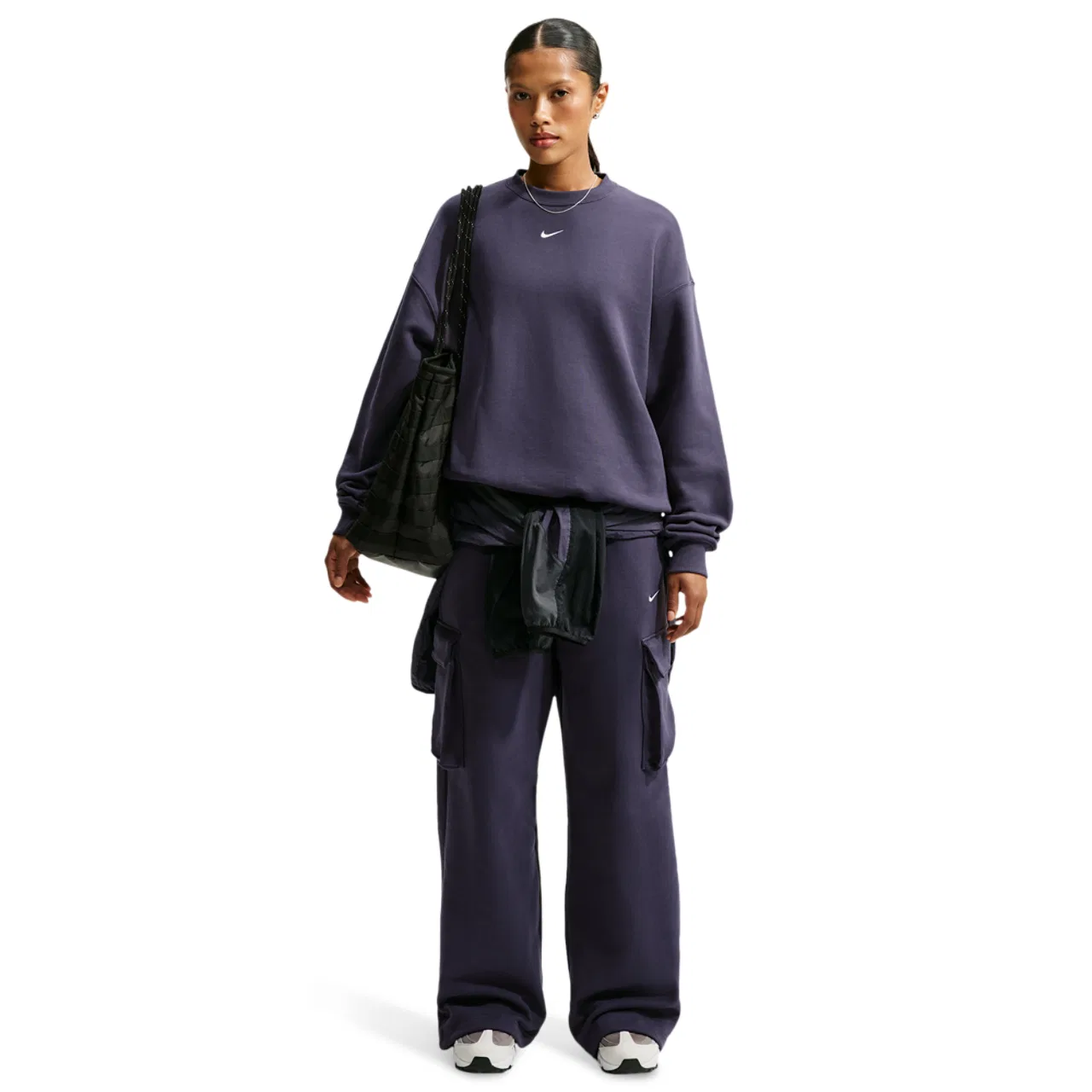 Женский свитшот оверсайз из флиса Nike Studio Fleece Oversized Crew, Sail/Gridiron — фото 3