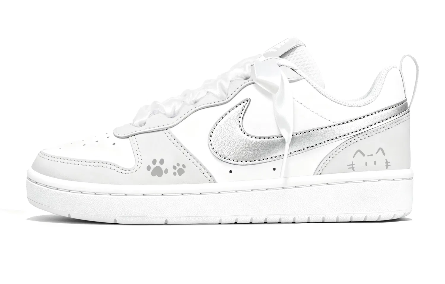 Детские кроссовки для скейтбординга с кожаным верхом Court Borough Nike, Silver
