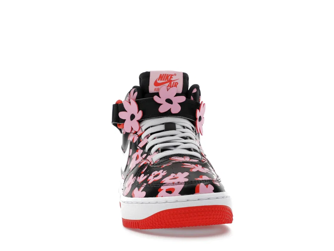 Детские кроссовки Lifestyle с цветочным принтом Nike Air Force 1 Mid EasyOn SE, Black/Pink Rise/Picante Red/White — фото 2
