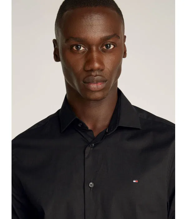 Мужская рубашка с длинным рукавом Slim Fit Tommy Hilfiger, черный — фото 4