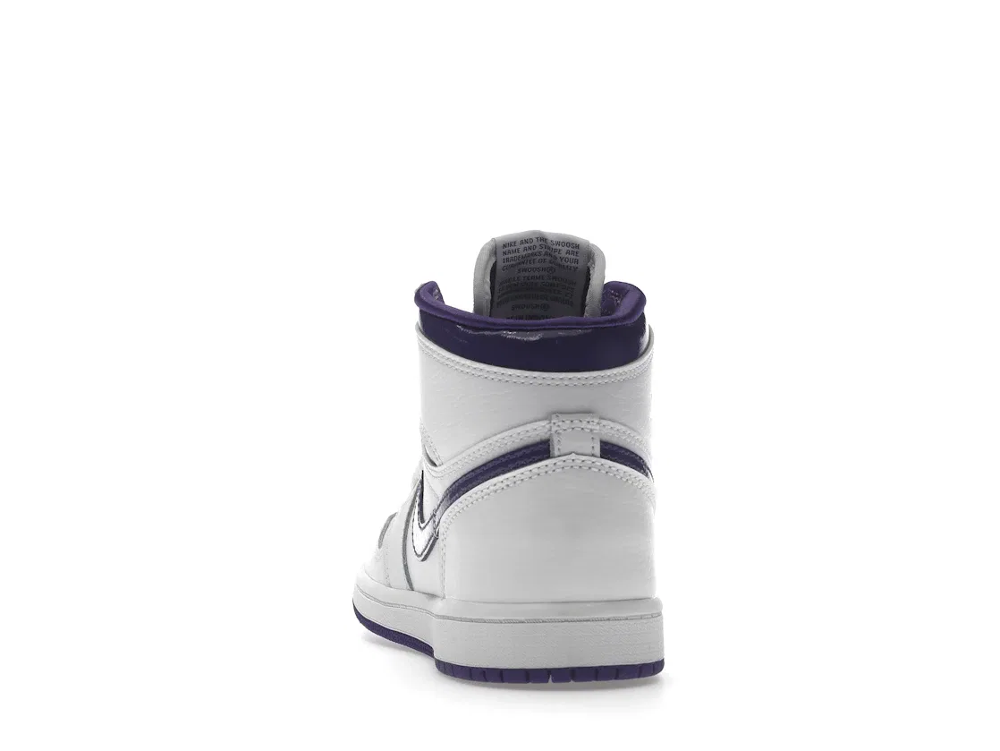 Детские кроссовки с высоким верхом Jordan 1 Retro High, White/Court Purple — фото 4