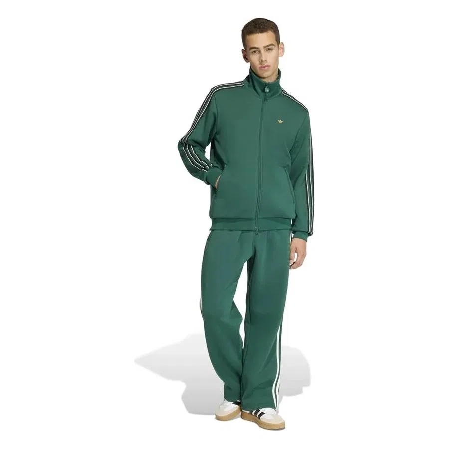 Мужская куртка с воротником-стойкой Classic TT adidas, Зеленый — фото 4