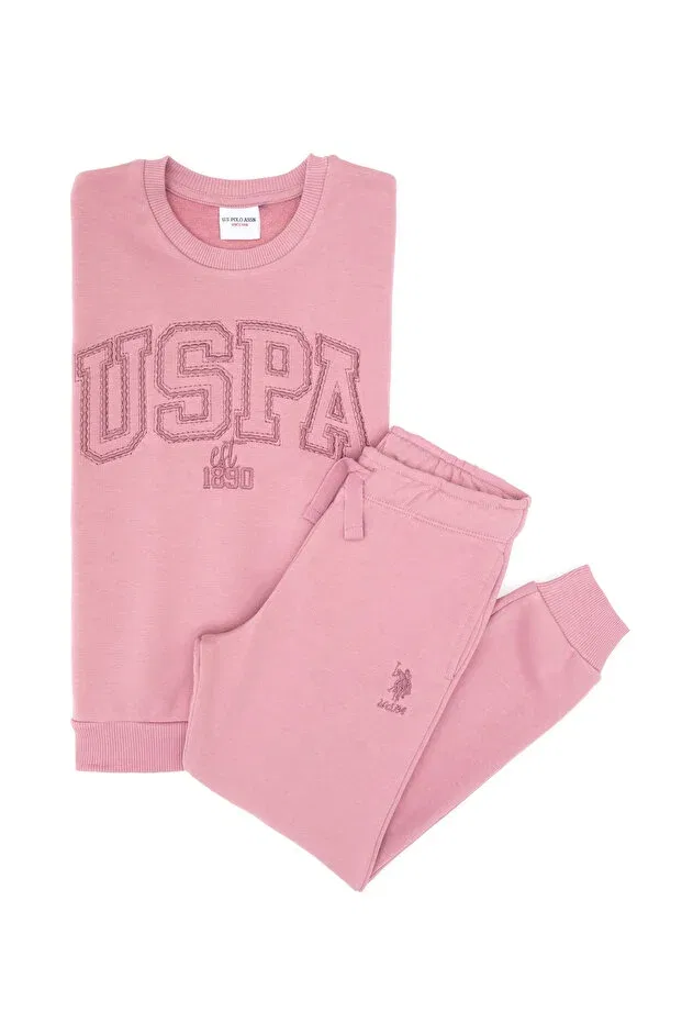 Детский спортивный костюм для девочек хлопковый U.S. Polo Assn., Dried Rose — фото 4