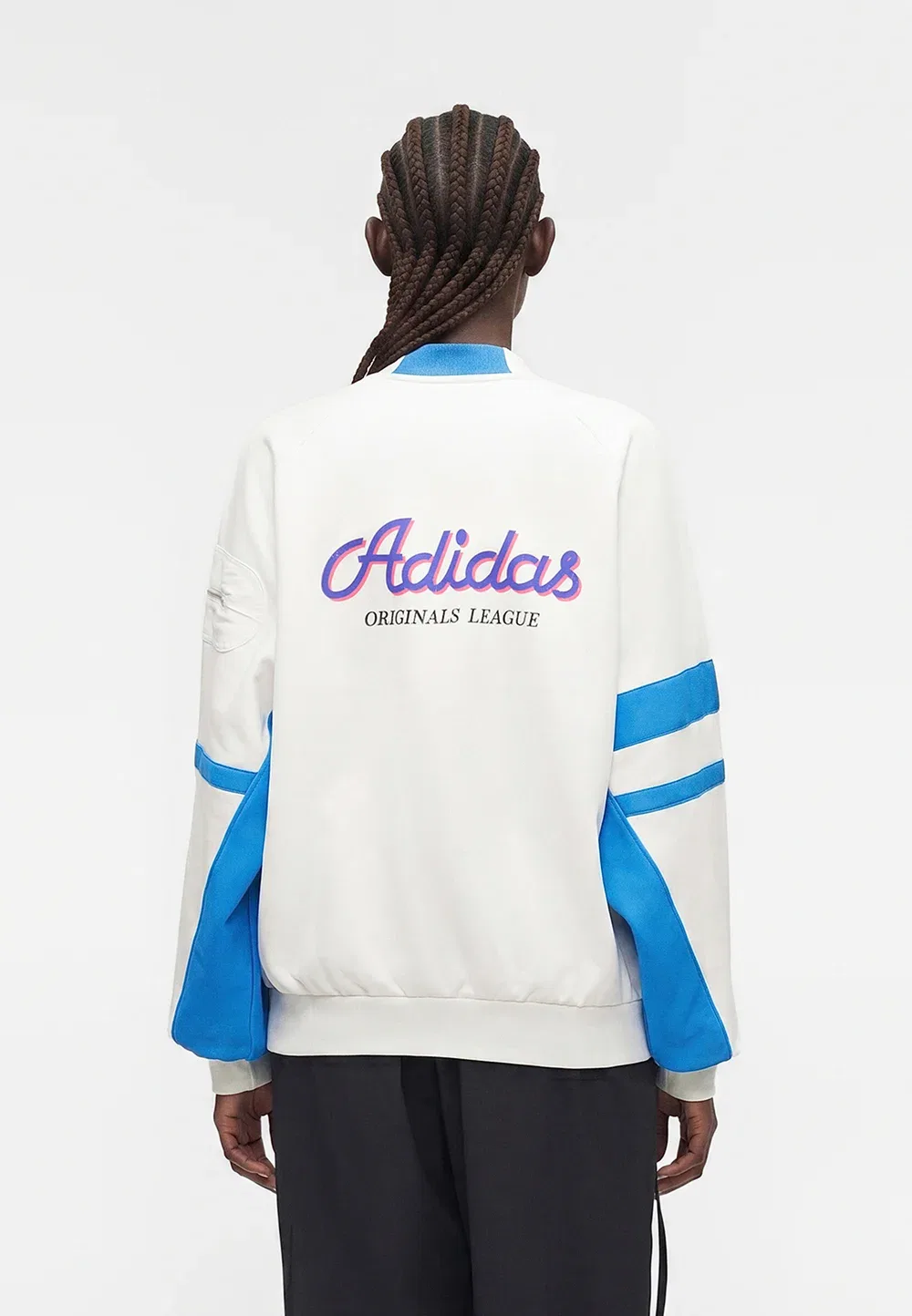 Бейсбольная толстовка Adidas Originals, White/Bright Blue — фото 3