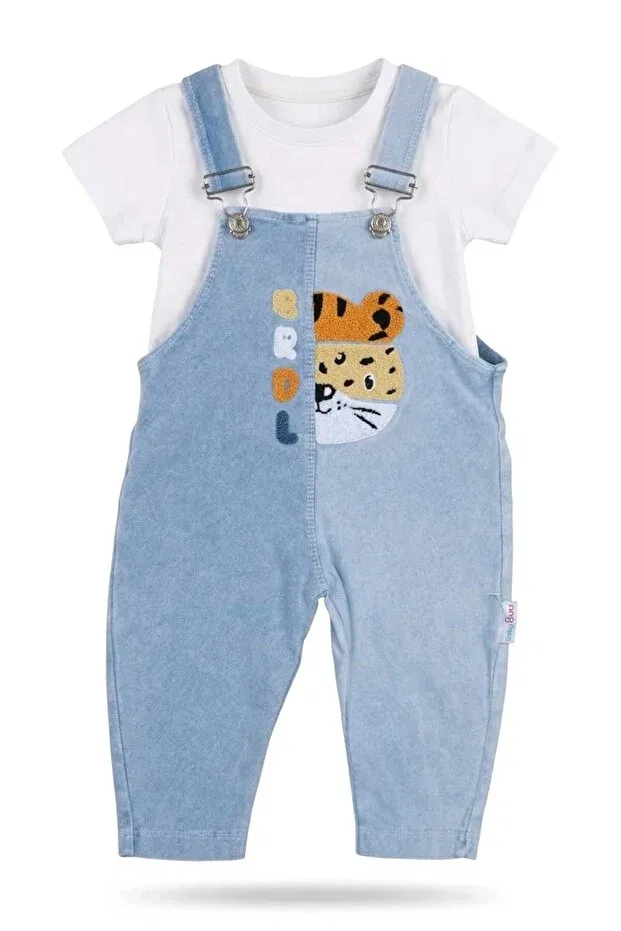 Детский комбинезон для мальчиков с принтом Salopet baby boy set with tiger print More Kids, Blue — фото 2