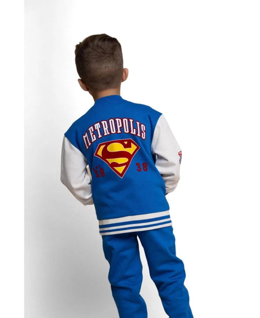 Комплект из куртки-бомбера и джоггеров с принтом Justice League, Blue Cream Superman — фото 3