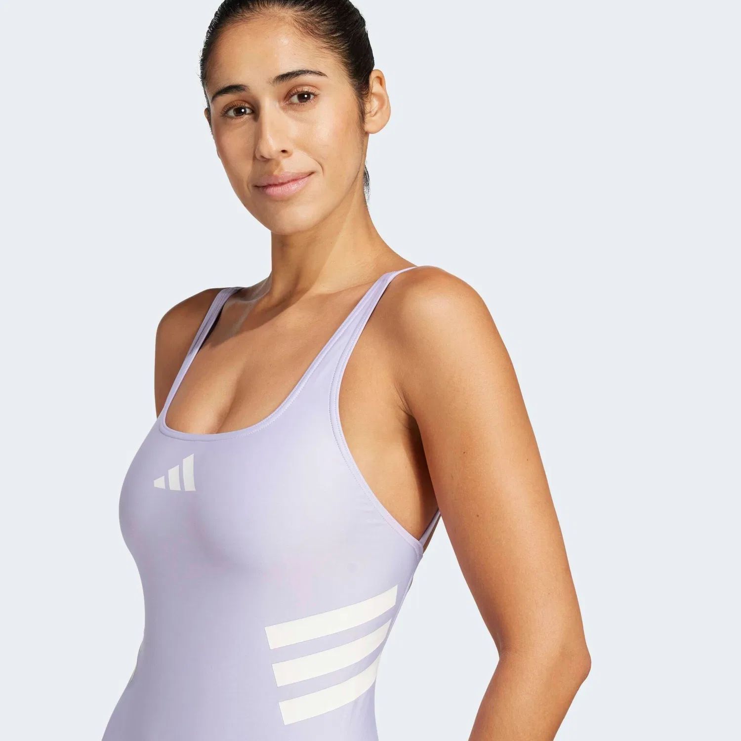 Женский спортивный купальник с U-образной спинкой Adidas Performance, Violet Tone/Warm Vanilla — фото 4