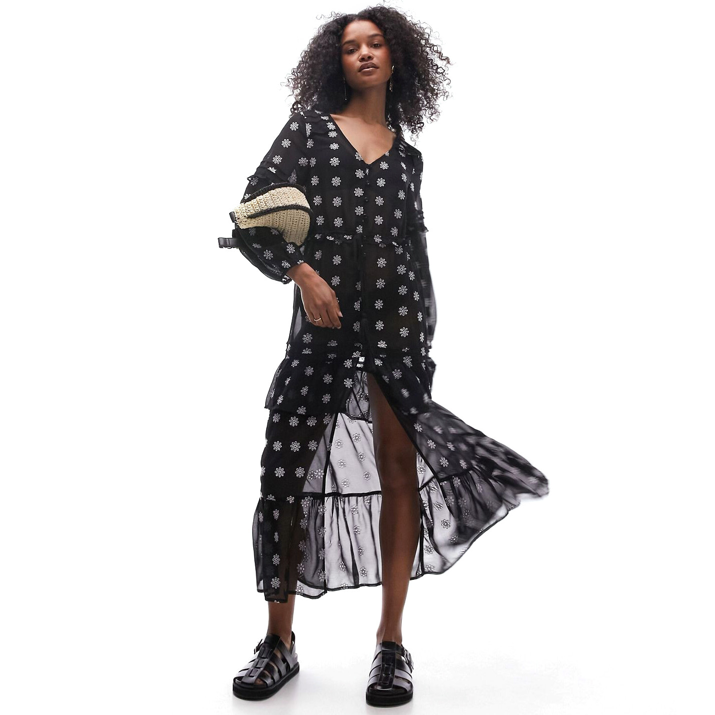 

Платье Topshop Beach Maxi With Embroidered Design, черный
