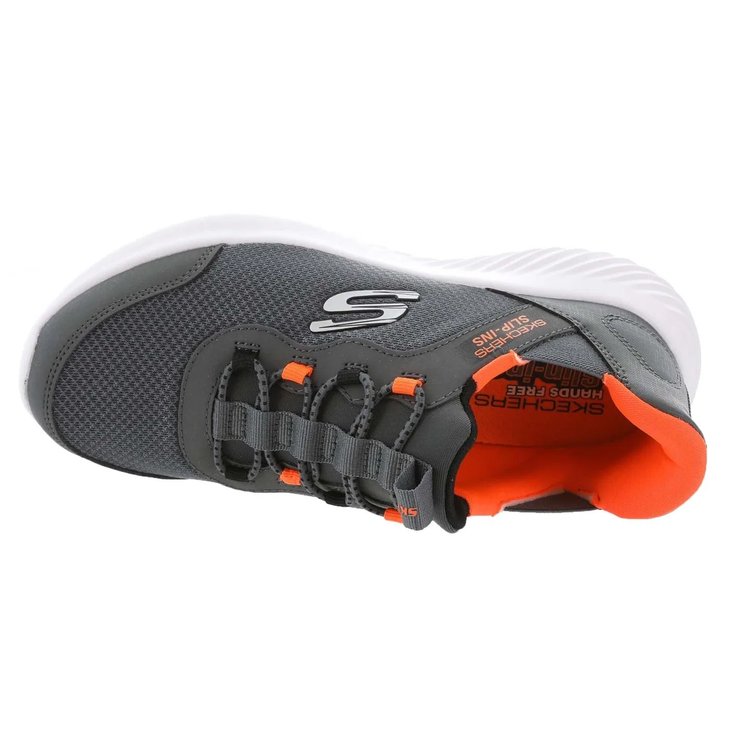 Детские кроссовки для мальчиков с принтом Brisk-burst Bounder Skechers, Charcoal Orange — фото 3