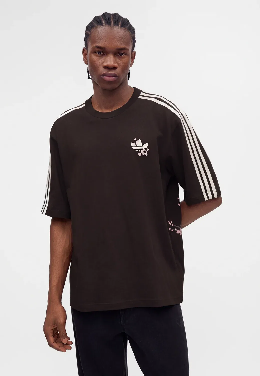 Футболка унисекс с цветочным принтом, свободного кроя Adidas Originals, Aurora Coffee — фото 4