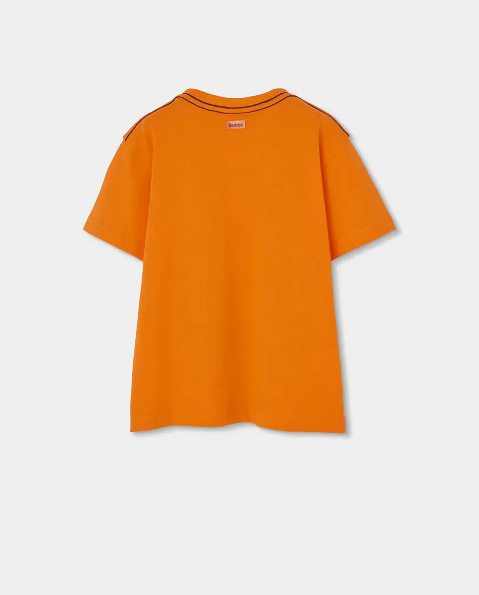 Детская футболка для мальчиков хлопковая Boboli, Naranja Fuerte — фото 3