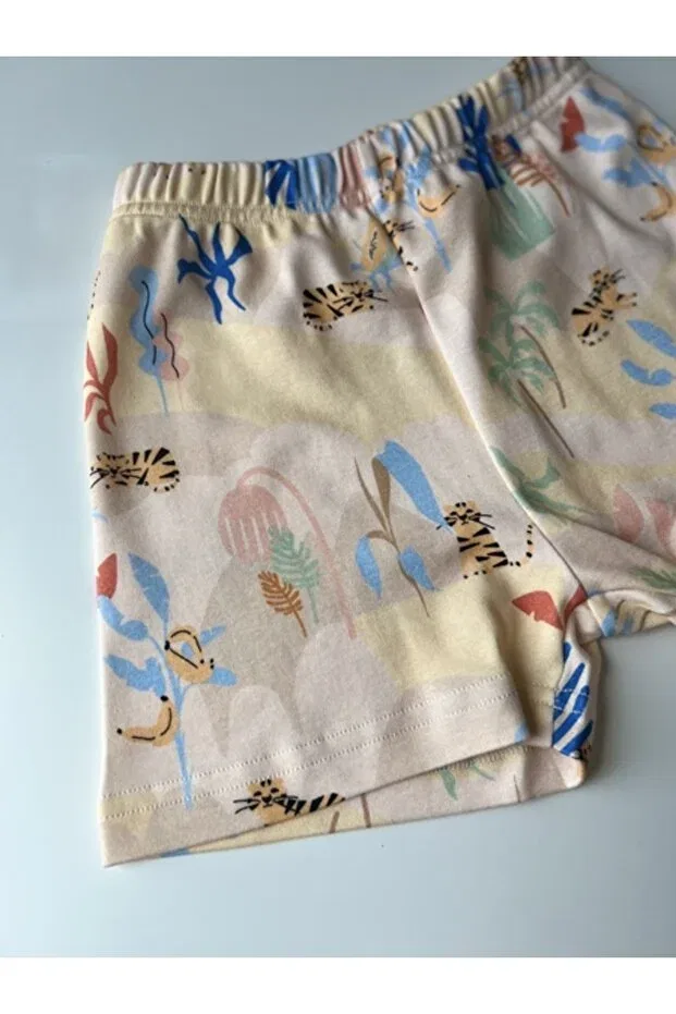 Детские шорты для девочек с принтом Summer Safari Pattern Key Kids, Cream — фото 2