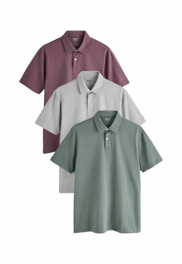 Комплект из 3 поло хлопок, полиэстер Polos three pack Next Purple, Grey, Sage Green, зеленый/фиолетовый/серый — фото 4
