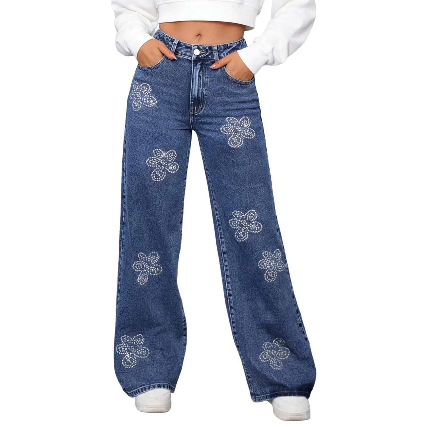 Женские джинсы с принтом Palace Denim, Zb-blue