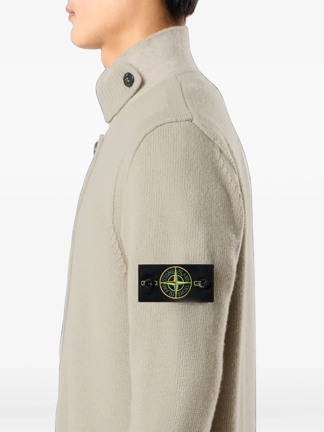 Свитер на пуговицах нейтрального цвета Stone Island, нейтральные — фото 2