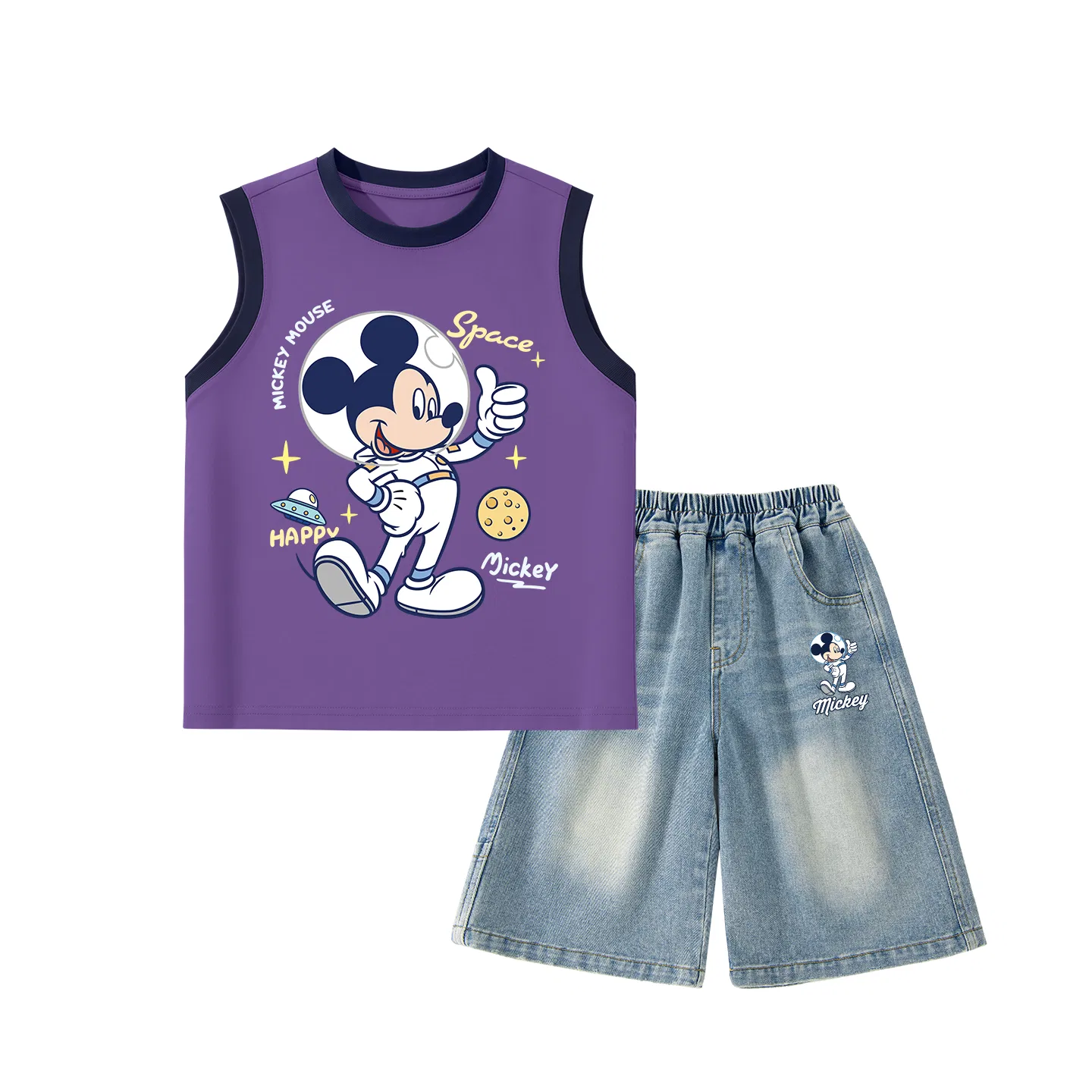 Детский спортивный костюм с круглым вырезом, Disney, Dark Indigo Blue Purple+Astronaut K Denim Blue