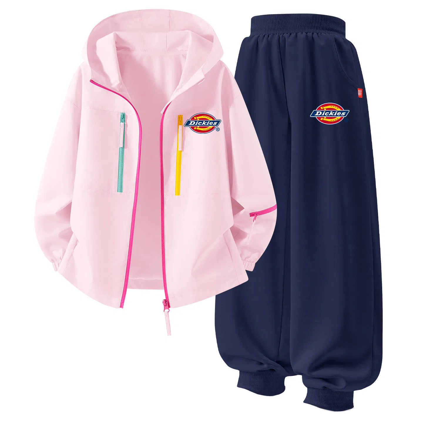 Детский комплект из худи и брюк с принтом Silicone Logo K Sweet Pink+Silicone Logo Thick K Navy Blue, Dickies