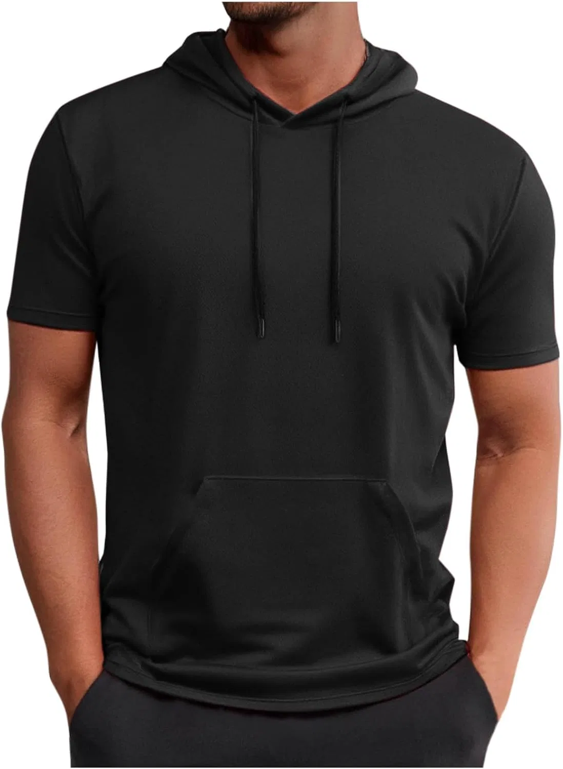 Мужская спортивная футболка с капюшоном, Black