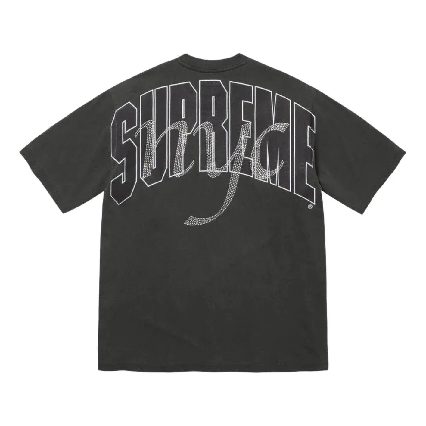 Мужская футболка с принтом Supreme SS26 Rhinestone Script S/S T-Shirt, черный