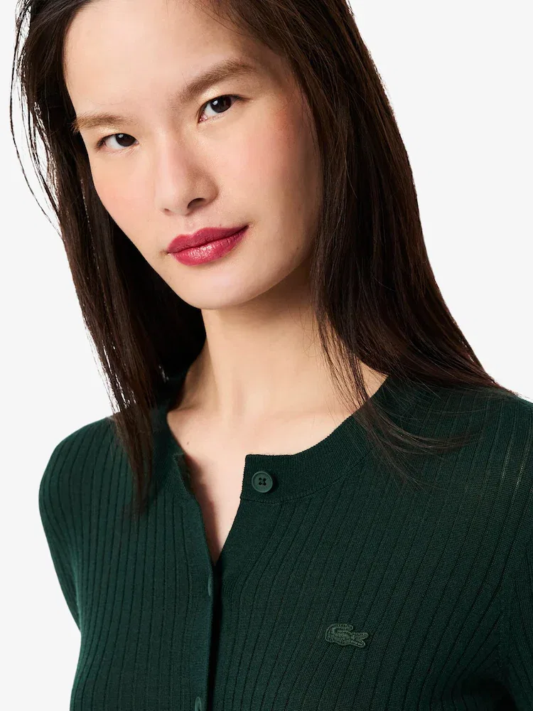 Кардиган LACOSTE YZP, Мериносовая шерсть, Бежевый — фото 2