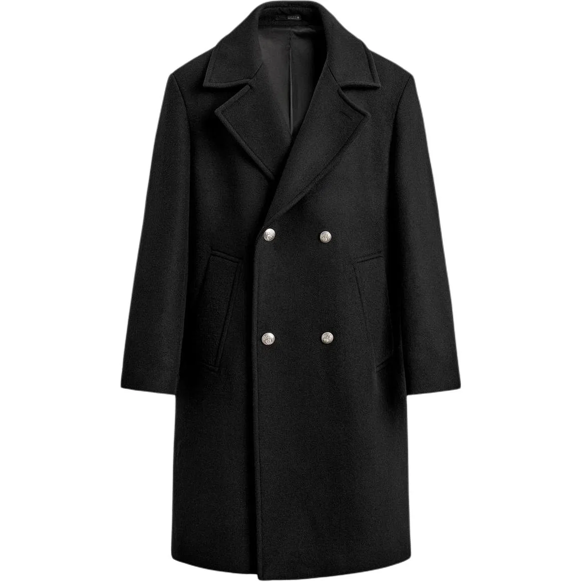 Мужское пальто с лацканами Black Lapel Moderate ZARA, Черный