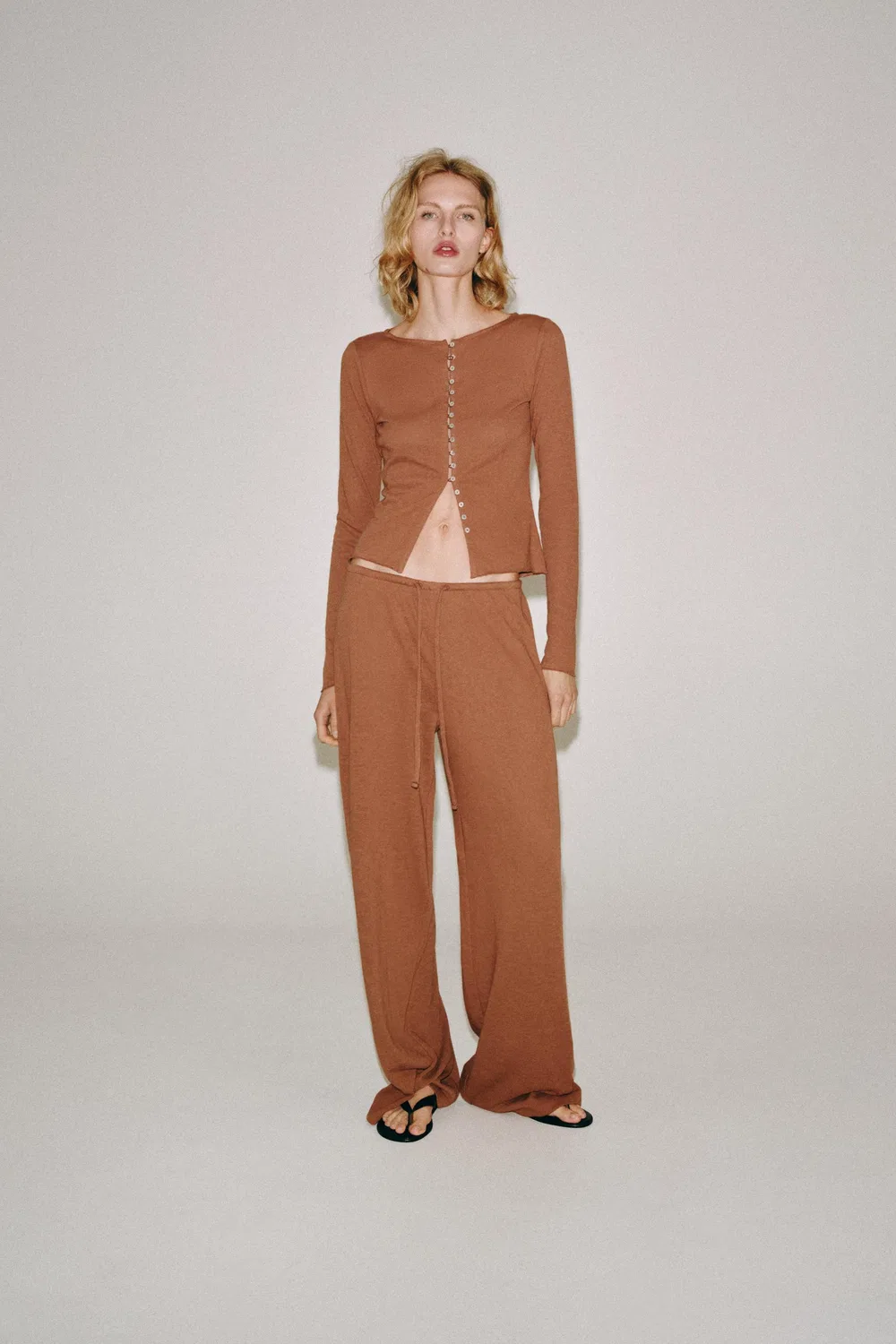 Рустикальные брюки ZARA, dark russet