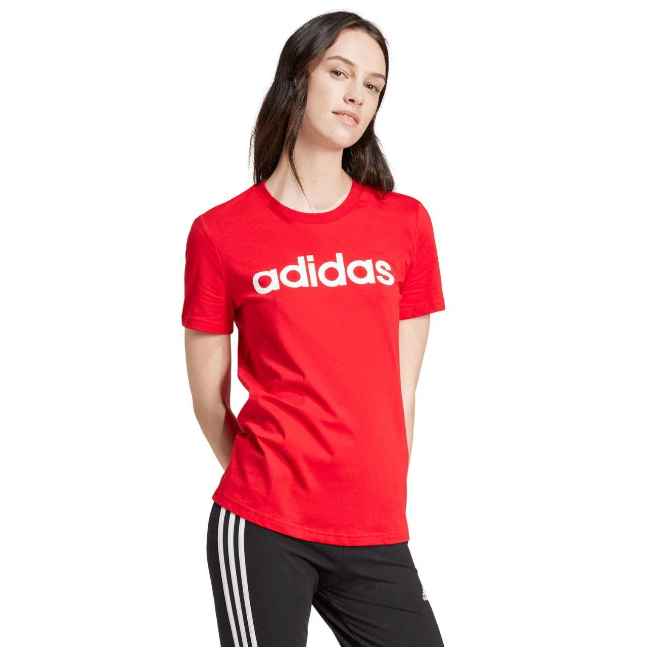 Женская футболка с коротким рукавом Loungewear Essentials Slim Adidas, Rot Weiss