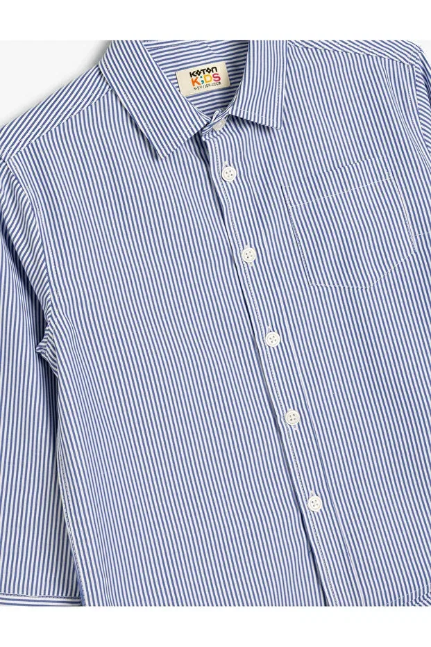 Детское для мальчиков рубашка с длинным рукавом Koton, Blue Striped — фото 4