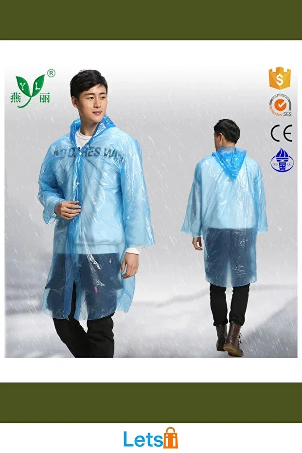 Детский дождевик с длинным рукавом Hooded nylon pocket raincoat waterproof, durable, unisex Letsii, Multicolor — фото 4