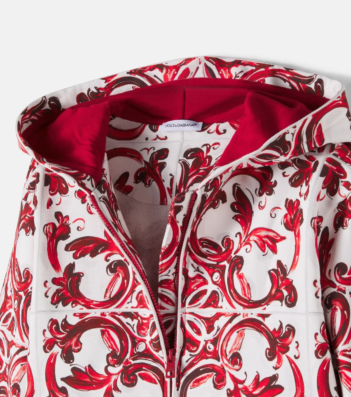 Толстовка на молнии с принтом Maiolica 4l Rubino Dolce&Gabbana Kids, красный — фото 4