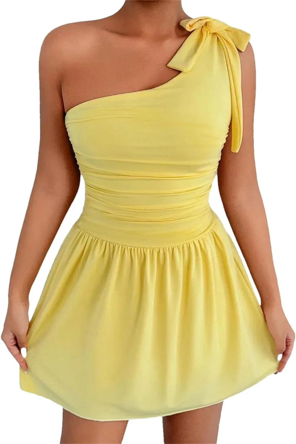 Женское клубное платье bodycon с одним плечом, Yellow