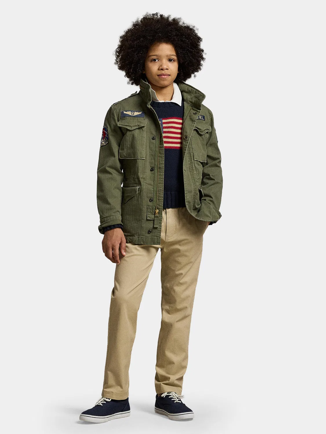 Демисезонная куртка стандартного кроя для мальчика Polo Ralph Lauren, хаки — фото 2