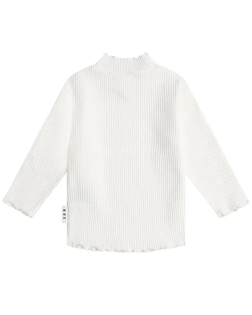 Детский лонгслив с длинным рукавом и рубчиком Almond Milk Rib Skivvy Huxbaby, White — фото 2