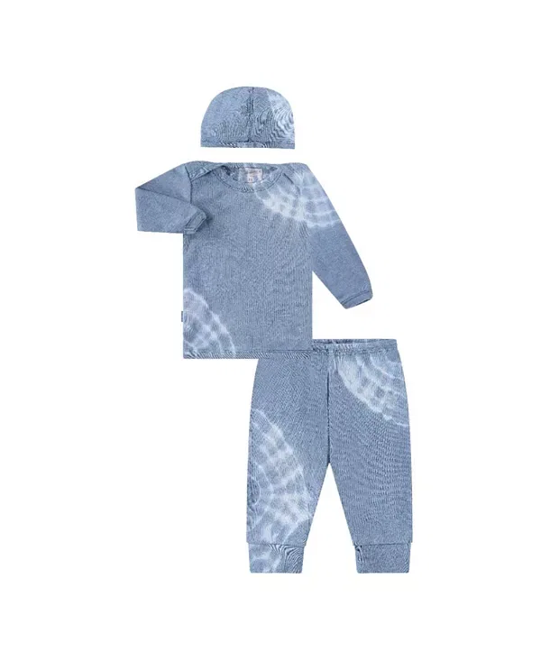 Детский комплект из рибаны с принтом тай-дай Tie Dye Ribbed Beanie Tee and Legging Set PaigeLauren, синий