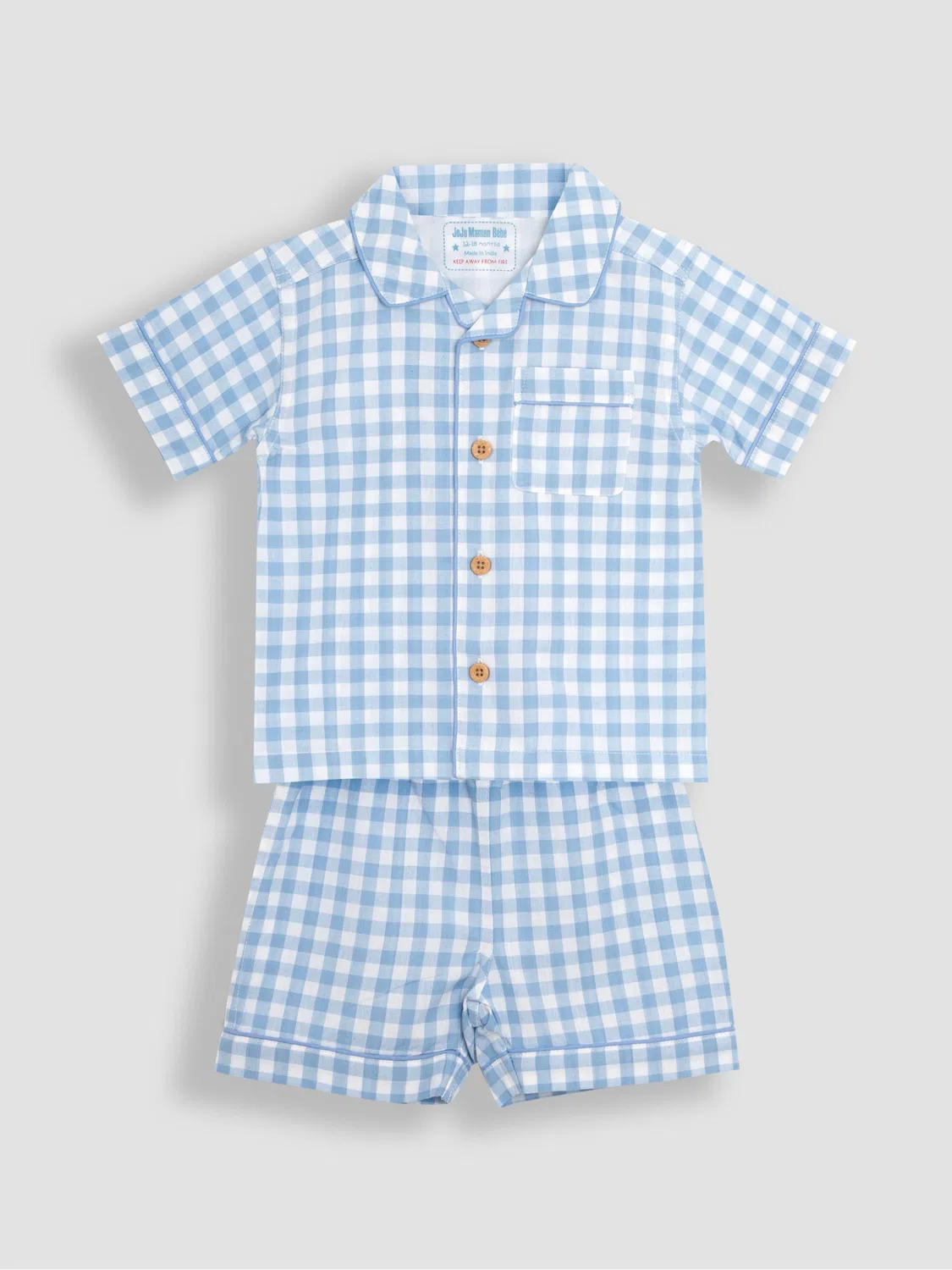 Пижама хлопковая Woven Classic Pyjamas Jojo Maman Bébé, синяя в клетку