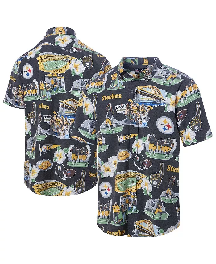 

Мужская черная рубашка на пуговицах Pittsburgh Steelers с принтом Reyn Spooner