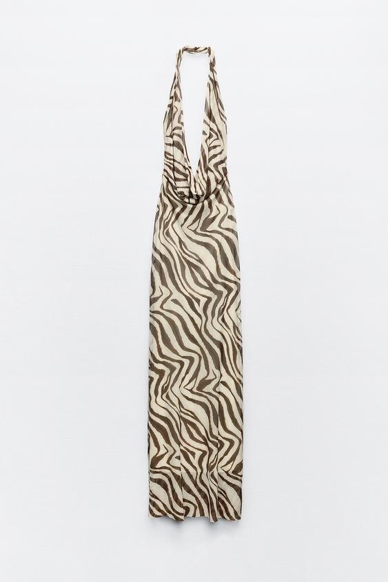 

Платье Zara Printed Tulle Halter, мультиколор