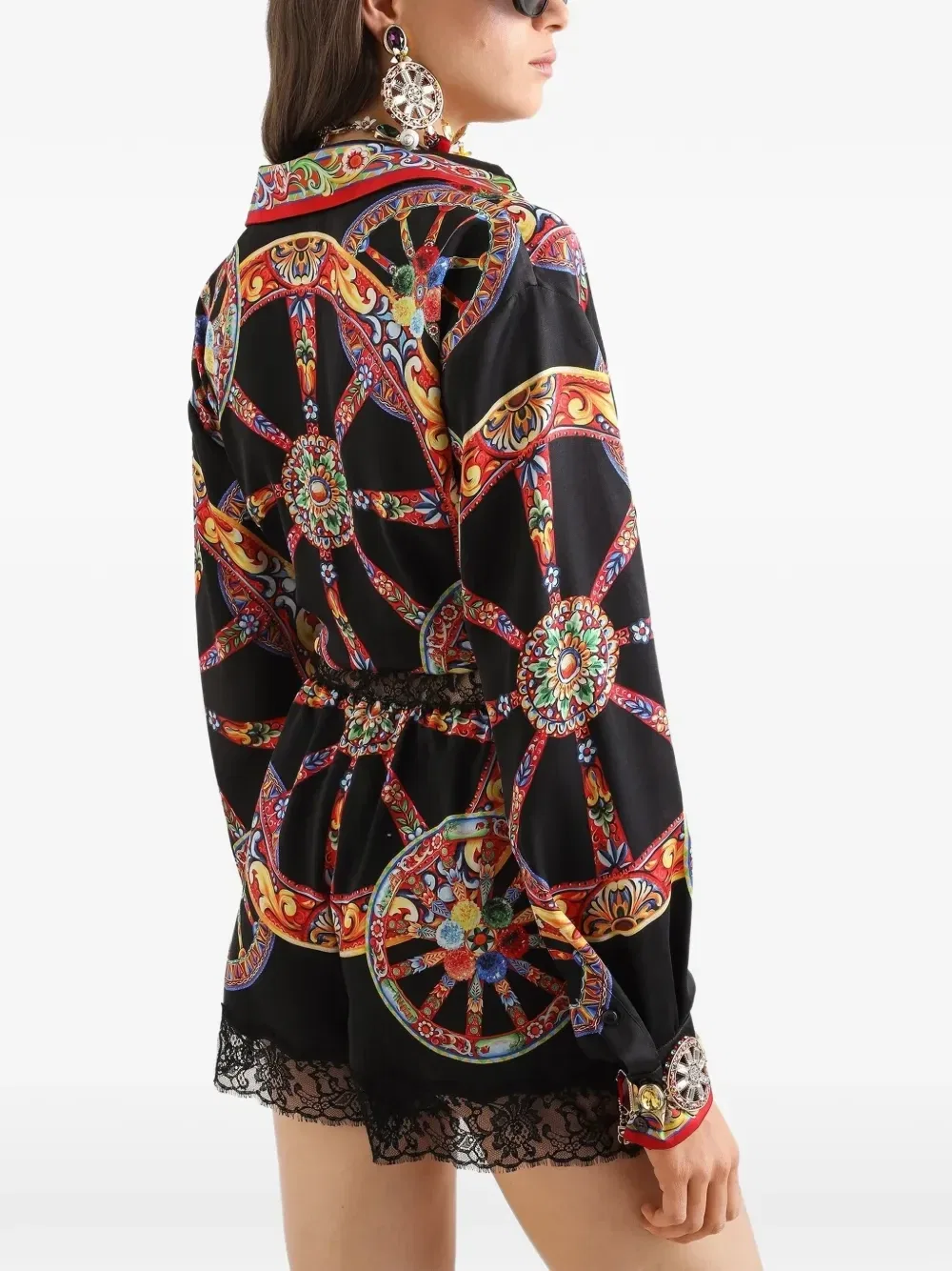 Легкий комбинезон с принтом Carretto Dolce & Gabbana, черный — фото 4