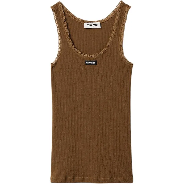 Топ-майка garment-dyed, MIU MIU, Cocoa Brown