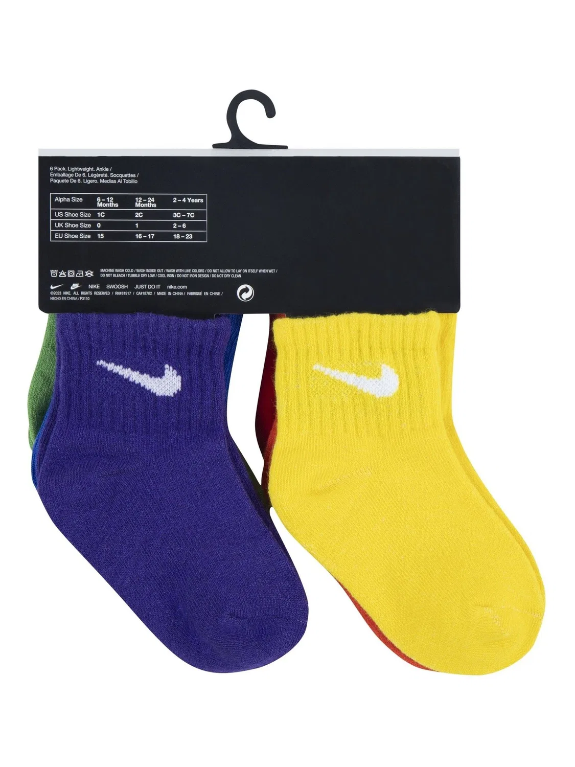 Носки Nike Multi Infant Swoosh Ankle Socks 6 Pack, мультиколор — фото 4