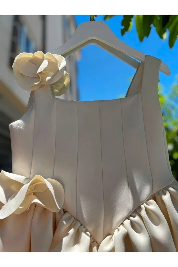 Детское платье для девочек с цветочным принтом Sarena, Nude Color — фото 3