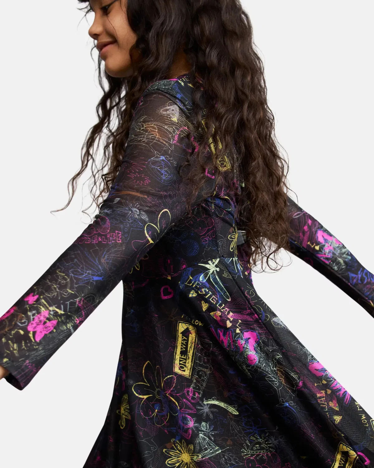 Детское платье для девочек с принтом Desigual, Negro — фото 4