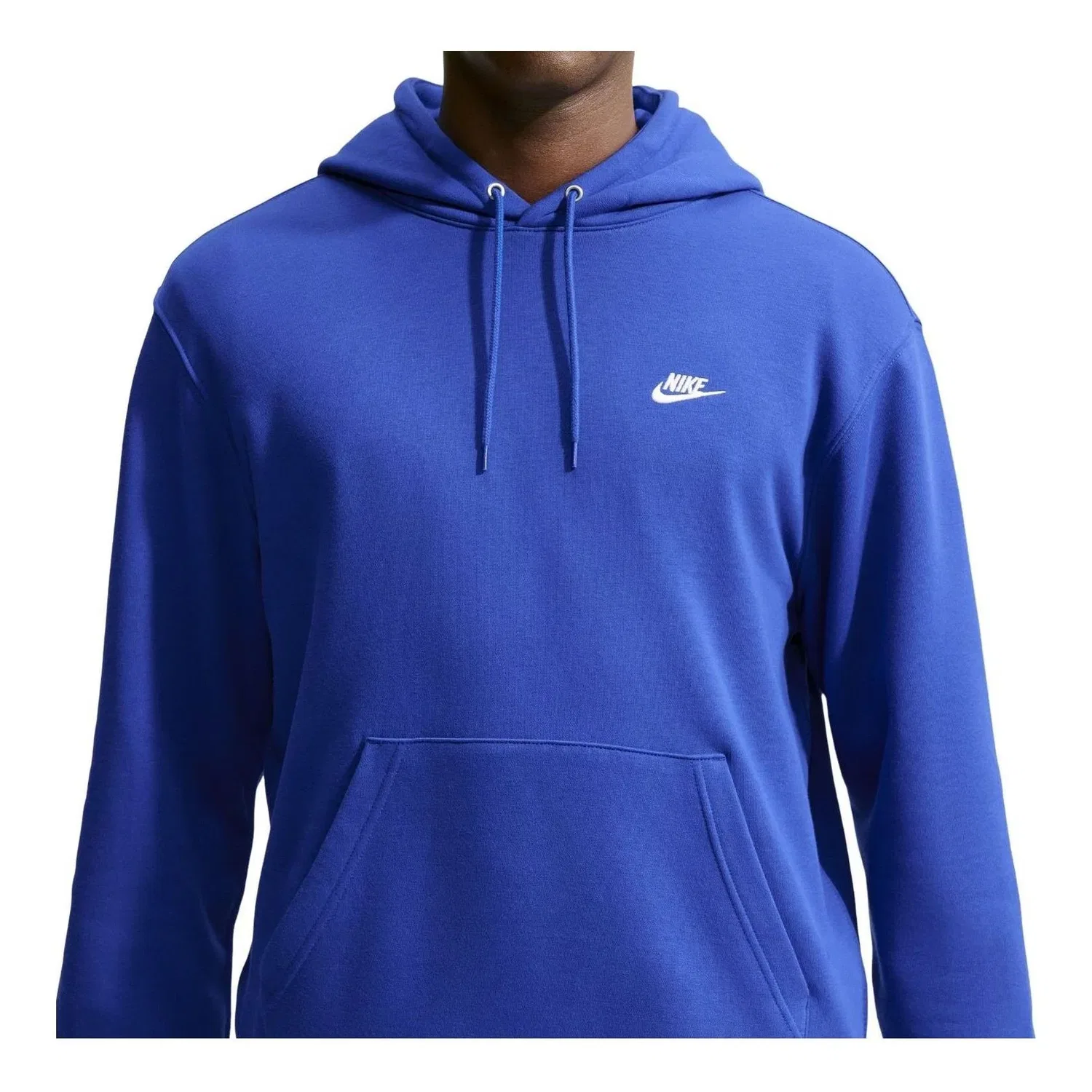 Мужское худи с принтом Nike Club Fleece Hoodie Old Royal White, синий