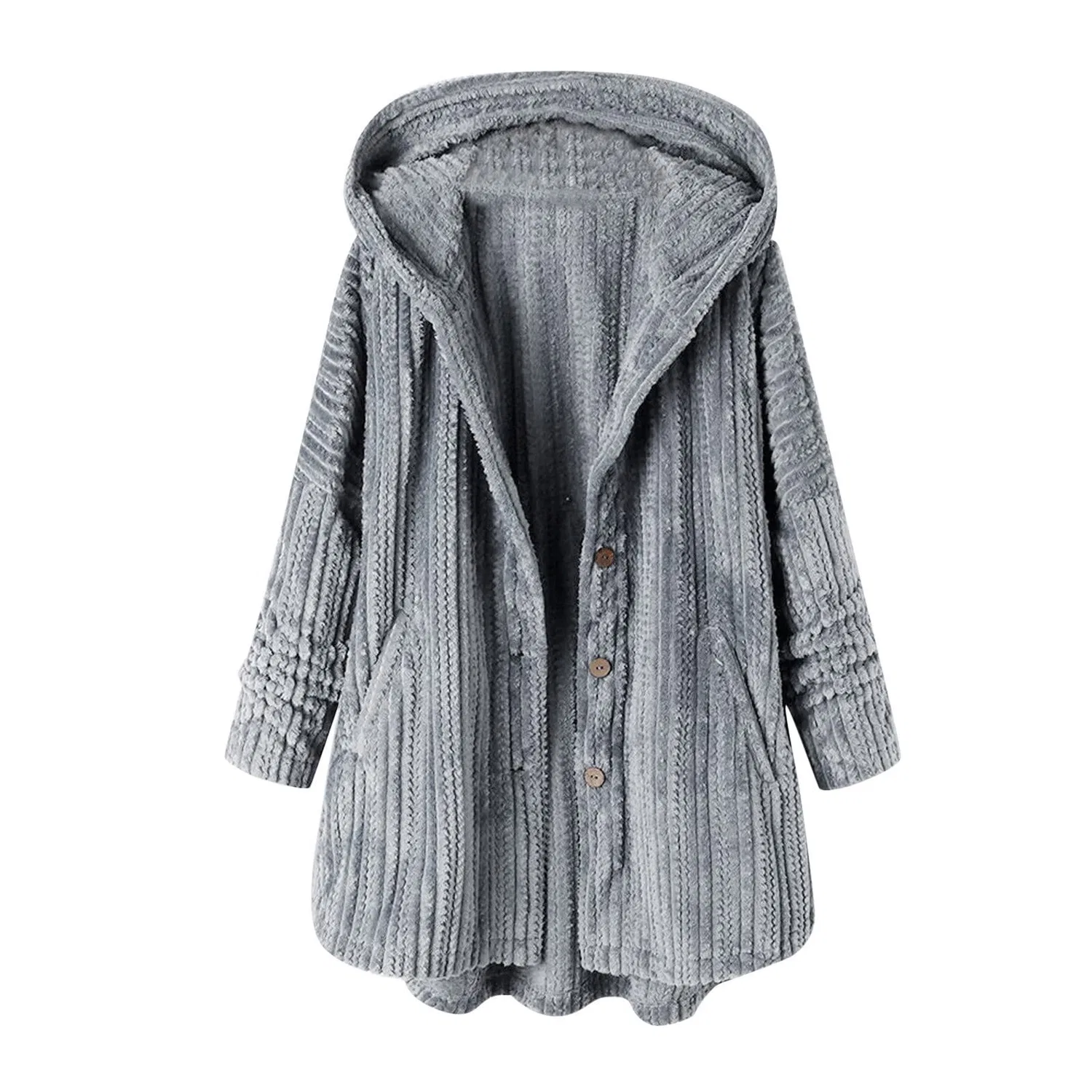 Женский утепленный кардиган с длинным рукавом, Grey 1